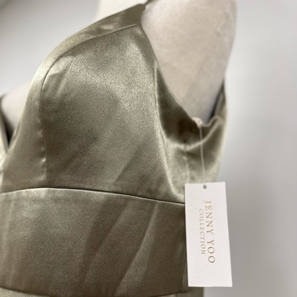 Jenny Yoo Brenna style Sage long cocktail gown/bridesmaid dress NWT sz 14 - Picture 13 of 16